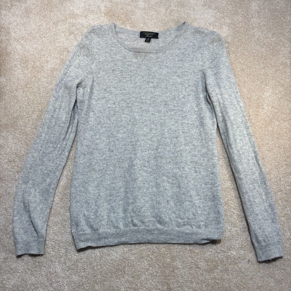 Charter Club 100% Cashmere Lightweight Crewneck Pullover Sweater Light Grey M